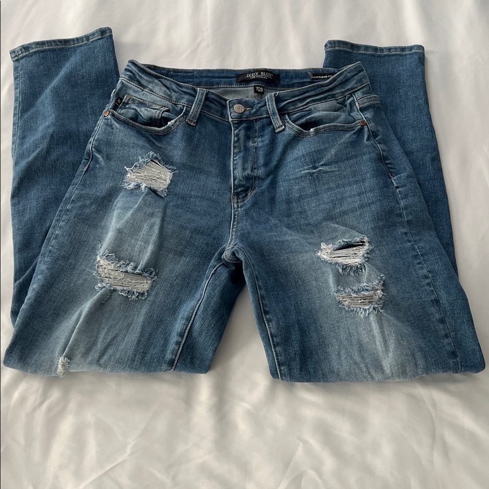 Judy Blue Distressed Boyfriend Fit Jeans